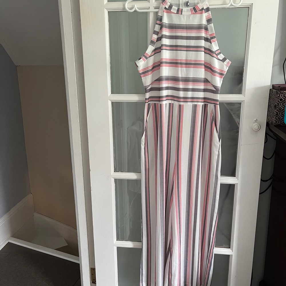 Striped Sleeveless Jumpsuit